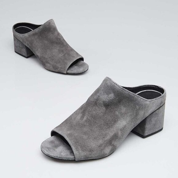 3.1 Phillip Lim Grey Suede 55mm Open Toe Mule Cube Heel Size 5.5/36 - Picture 1 of 5